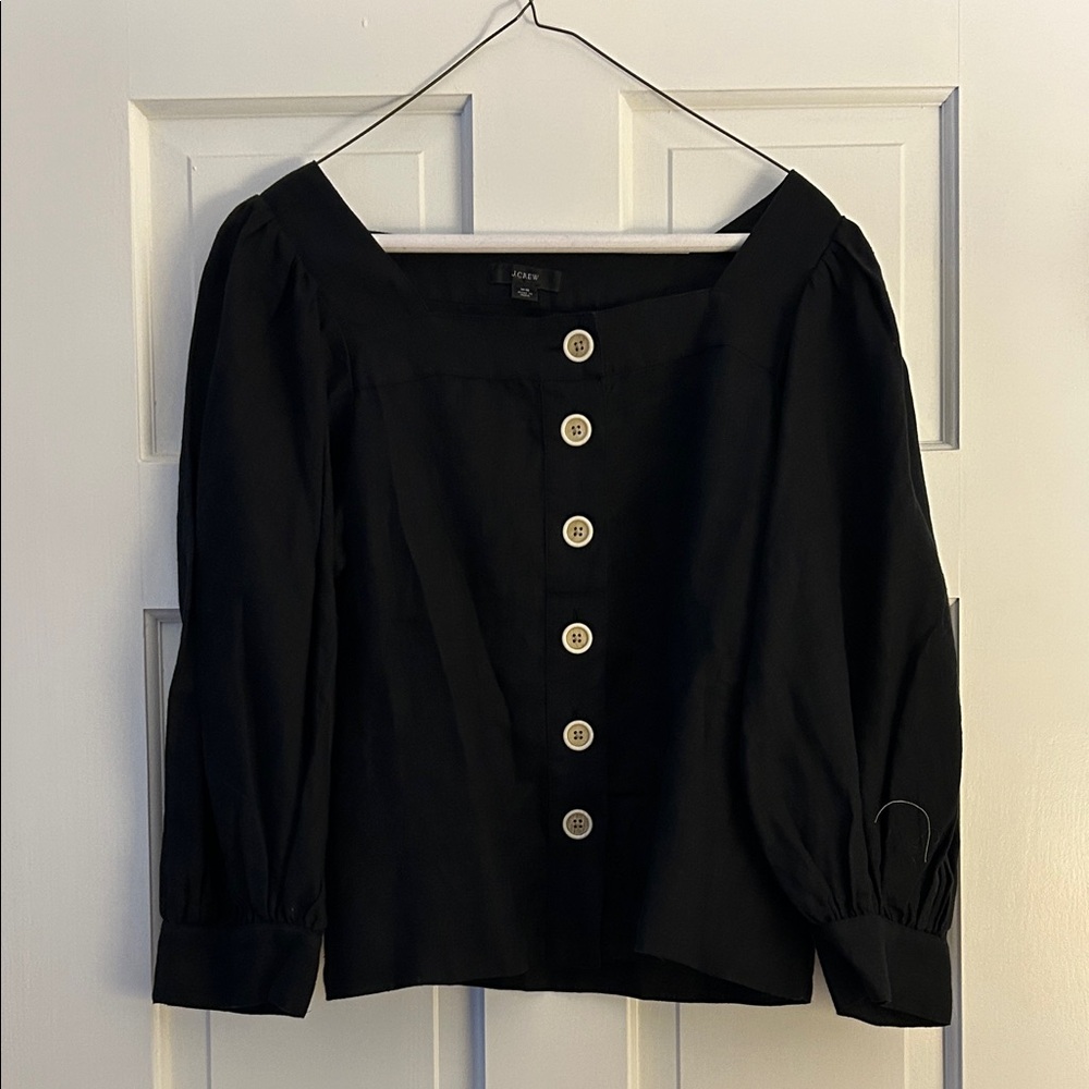 J. Crew Black Button-Up Blouse